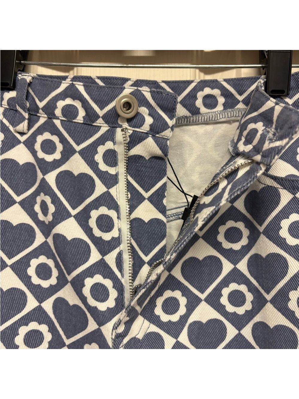 Papermoon remi check heart cotton pants Medium 5 pocket high rise NEW NWT - Picture 12 of 16